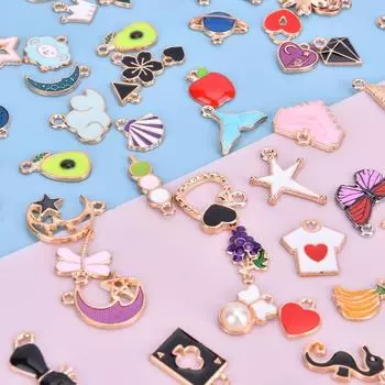 100 шт. разных стилей, смешанных размеров, цветных сплавов, металлических каплевидных подвесок в виде масла, золотая подвеска