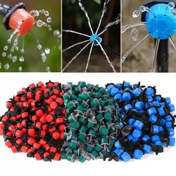 100 шт. регулируемая капельница для микрокапельного орошения, антизасоряющийся излучатель, насадка для орошения сада для шланга 1/4 дюйма зелёный