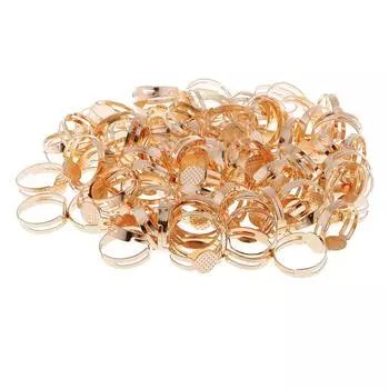 100 шт. регулируемое кольцо, пустая рамка из кабошона, поднос для настройки основы as described серебряный