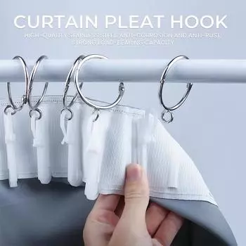 100 шт. регулируемые крючки для складок, плиссированные крючки для подвешивания штор, пластиковые кольца для домашнего офиса, аксессуары для штор своими руками