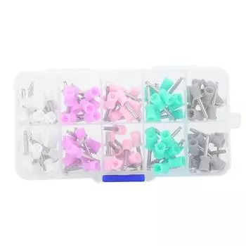 100 шт., резиновая стальная чашка для полировки зубов, полировщик разных цветов с коробкой для хранения