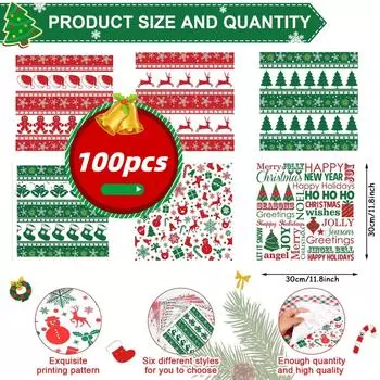 100 шт. Рождественская восковая жиронепроницаемая бумага для обертывания сэндвичей, бургеров, деликатесов, для домашней кухни, новогодней вечеринки