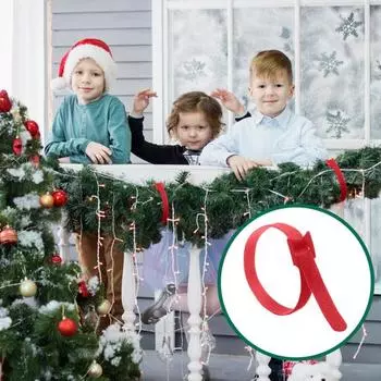 100 шт. рождественские гирлянды, зеленые/красные стяжки для крепления кабеля на липучках, регулируемые нейлоновые стяжки для садовых растений, для венков деревьев, лестниц, перил красный