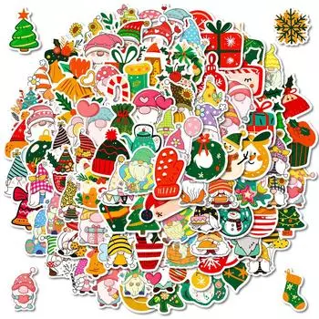 100 шт. Рождественские наклейки для продажи компьютерных книжек, мобильных телефонов, чехлов, багажа, рождественских подарков, наклеек One Size