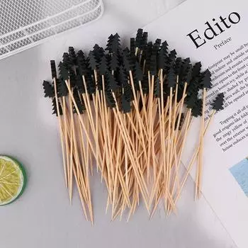 100 шт. рождественские наклейки с фруктами Санта-Клаус снеговик рождественская елка одноразовые бамбуковые палочки Merry Christmas Cupcake Cake Decor 2024 2