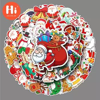 100 шт. рождественские наклейки с граффити, трансграничные мультяшные праздничные наклейки, сделай сам, чехол для телефона, наклейки на чемодан, водонепроницаемые