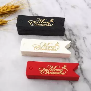 100 шт. Рождественские подарочные бирки, бронзовые золотые конфеты, коробки для печенья, бирка для рождественской вечеринки, упаковка для поделок, товары для творчества Navidad Noel 7X2 см A11