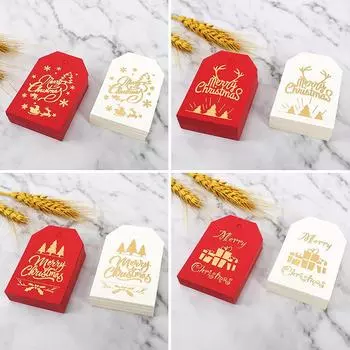 100 шт. Рождественские подарочные бирки, красные, белые бумажные открытки, этикетки, рождественские пакеты для вечеринок, коробки, упаковка, бирка, Navidad Supplies A10