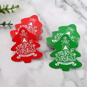100 шт. Рождественские подарочные бирки с круглой формой для рождественской елки, белые бирки для карточек, подвесные елочные украшения, подарочная упаковка, этикетки other