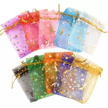 100 шт. рождественских конфет в виде луны и звезды, твердый марлевый мешочек для упаковки подарков, сумка для украшений, сумка для свадебной вечеринки 7x9cm синий