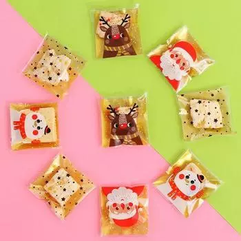 100 шт. рождественский мешок для печенья и конфет Санта-Клаус пластиковый подарочный мешок для печенья рождественские принадлежности для украшения вечеринки 7*7cm