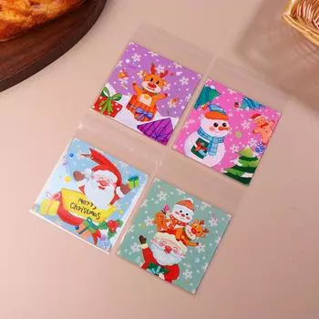 100 шт. рождественский мешок для печенья и конфет Санта-Клаус пластиковый подарочный пакет для печенья рождественские принадлежности для украшения вечеринки 2025 год