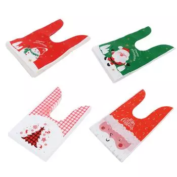100 шт. Рождественский подарочный пакет, симпатичные пищевые экологически чистые многоразовые праздничные подарочные пакеты для печенья, сладкие Snowman