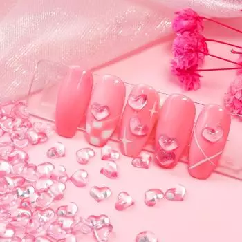 100 шт. розовые 3D прозрачные сердечки для любви украшения для ногтей стразами украшения для маникюра своими руками принадлежности для стилиста по маникюру