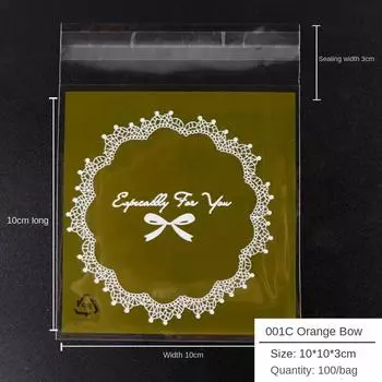 100 шт. Розовые конфетные подарочные пакеты с милым принтом в виде бантика, пакеты для упаковки печенья и выпечки, упаковочные материалы