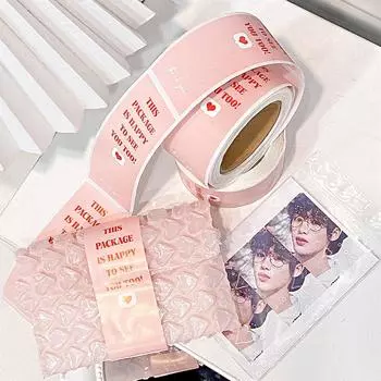 100 шт./рулон Kawaii Thank You Этикетка Упаковка Наклейки Kpop Фотокарточки Письмо Этикетка Декоративная Наклейка Конфетти Канцелярские Товары