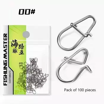 100 шт. рыболовные зажимы быстрые защелки для воблера рыболовные приманки соединители для морской рыбалки двойной замок приманка нержавеющая сталь 00#
