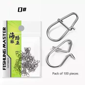 100 шт. рыболовные зажимы быстрые защелки для воблера рыболовные приманки соединители для морской рыбалки двойной замок приманка нержавеющая сталь 0#