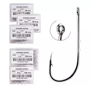 100 шт. рыболовных крючков из высокоуглеродистой стали с зазубринами - одинарные и двойные 10# (100 pcs) boxed