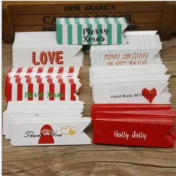 100 шт. самодельных рождественских этикеток, бирки для упаковки подарков, бирки для милых вечеринок, бирки для рождественских украшений 50tag50string
