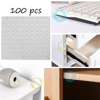 100 шт. Самоклеящиеся резиновые демпферы для дверей, буферы для шкафов, силиконовые накладки на мебель, защитные накладки, прозрачные дверные упоры
