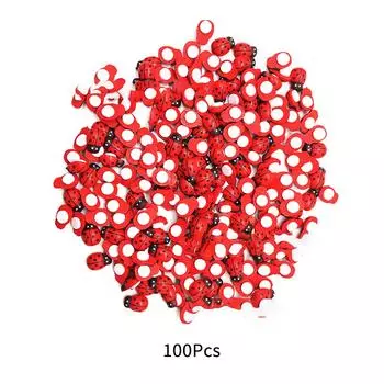 100 шт. самоклеящихся мини-деревянных божьих коровок с плоской задней частью для поделок, скрапбукинга, открыток, украшений