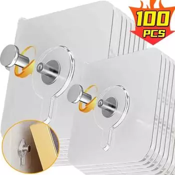 100 шт. самоклеящийся крючок для картины супер прочный настенный крючок без прокалывания держатель для фоторамки без прокола ванная комната кухня хранение Section A-1pcs