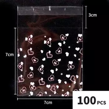 100 шт. самозапечатывающиеся пакеты для печенья Snowflake Crisp Bag Love, прозрачные герметичные пакеты для конфет и печенья, выбор стилей 7x7x3cm