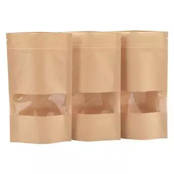 100 шт. Самозапечатывающиеся пакеты из крафт-бумаги, пакеты для чая и орехов, упаковка сухих товаров, герметичные пакеты коричневый