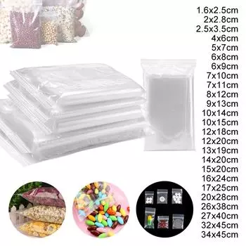 100 шт., самозапечатывающиеся прозрачные целлофановые пакеты, закрывающиеся пластиковые полиэтиленовые пакеты на молнии, полиэтиленовые пакеты для фотографий, открыток, ювелирных документов, хлебобулочных изделий, печенья, конфет 4x6cm 100pcs