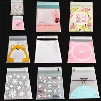 100 шт., самозапечатывающийся прозрачный пакет из полипропилена, упаковка для малого бизнеса, пакетик с имитацией ювелирных изделий, рождественский подарок 9