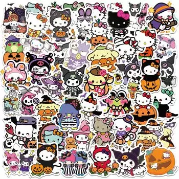 100 шт. Sanrio Hello Kitty Хэллоуин Хэллоуин наклейки набор наклеек мультяшный персонаж наклейка милый стильный блокнот наклейка Moe Goods периферийные устройства