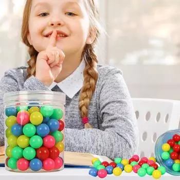 100 шт. счетные шарики 2 см, маленькие гладкие легкие разные цвета, обучающая счетная игрушка, инструмент для дошкольного обучения с трубкой для хранения розовый
