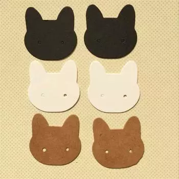 100 шт. серьги-гвоздики с изображением кошек, картонные коробки для демонстрации сережек, 3,5X3,5 см 3.5*3.5cm белый