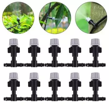 100 шт., серая насадка-распылитель с тройником 1/4 дюйма, насадки для запотевания, тумана, садовая ферма, парк, спринклер для полива и орошения, охлаждающий опрыскиватель темно серый