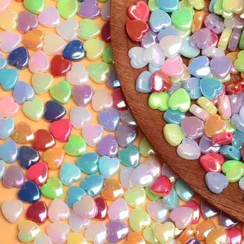 100 шт сердце акриловые бусины для изготовления ювелирных изделий AB цвет DIY для оптовой продажи кулон ожерелье браслет 11