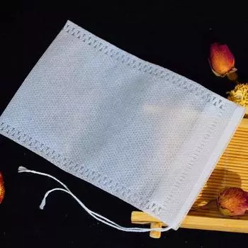 100 шт., сетчатый фильтр, сито для хранения трав, одноразовый чайный пакетик на шнурке белый