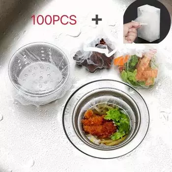 100 шт. сетчатый мешок для раковины, сетчатый мешок для раковины, одноразовые сетчатые мешки для раковины, сетчатый мешок для кухонной мойки, сетчатый фильтр для раковины 100 Filters + 1 Storage Box