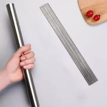 100 шт. шампуров для барбекю из нержавеющей стали, портативные многоразовые шампуры для барбекю с трубкой, железная палка для кебаба, термостойкие аксессуары для гриля на открытом воздухе 1 Set