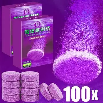 100 шт. Шипучие таблетки для чистки лобового стекла автомобиля, твердое моющее средство, универсальное средство для удаления пыли, сажи и автомобильного стекла