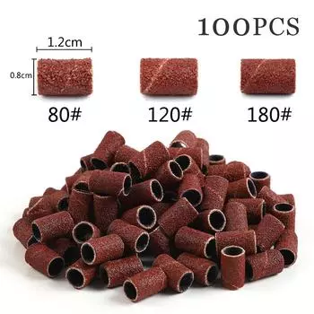 100 шт., шлифовальные ленты для электрического маникюрного станка, зернистость 180/120/80, сверло для ногтей, шлифовальная насадка, инструменты для снятия акрилового лака, аксессуары для ногтей 180