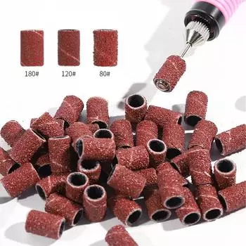 100 шт., шлифовальные ленты для дизайна ногтей, шлифовальное кольцо, сменные насадки для электрической машины, инструменты для педикюра 100Pcs 180# Brown