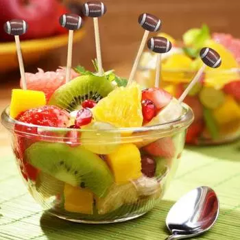 100 шт. шпажки для коктейлей, зубочистки для футбола, бамбуковые шпажки для коктейлей, регби, для закусок, праздничные атрибуты, фруктовые палочки для сэндвичей, декоративные 12cm rugby