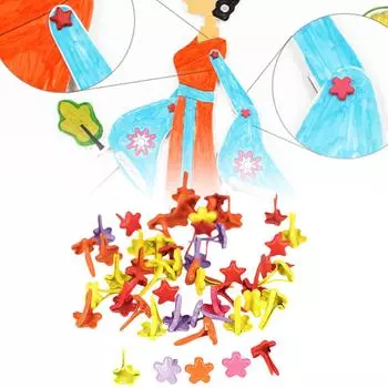 100 шт. шплинтов, разноцветные металлические застежки-гвоздики, круглые гвоздики, гвоздики в форме сердца, гвоздики-цветочки для бумажного творчества, скрапбукинга A