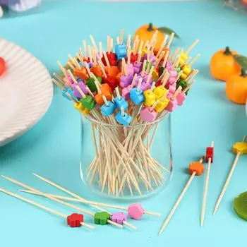 100 шт. симпатичных бамбуковых шпажек для сливы, еды, коктейлей, вилок для кексов, палочек для вечеринок, декора стола