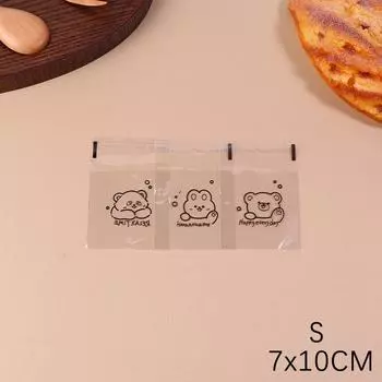 100 шт., симпатичный мультяшный медведь, прозрачная подарочная упаковка для хлеба, самозапечатывающийся пакет, благословение на каждый день, напечатанные квадратные пакеты из полипропилена S