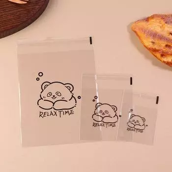 100 шт., симпатичный мультяшный медведь, прозрачная подарочная упаковка для хлеба, самозапечатывающийся пакет, благословение на каждый день, напечатанные квадратные пакеты из полипропилена S