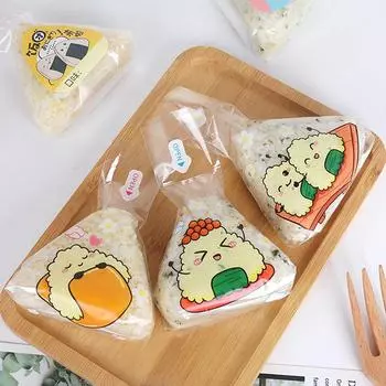 100 шт., симпатичный мультяшный треугольный пакет для упаковки рисовых шариков, водоросли, онигири, суши, инструменты, принадлежности для бэнто A1