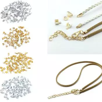 100 шт., складная застежка, обжимная бусина, зажим из сплава, пряжка, соединительный конец шнура, аксессуары для рукоделия, ожерелье, браслет, аксессуары для изготовления ювелирных изделий 1#8mm золотой