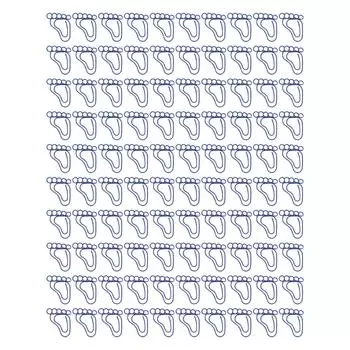 100 шт. скрепки в форме стопы, нескользящие, цветные, симпатичный внешний вид, портативные для офиса, школы синий